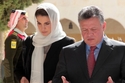 Queen Rania in white headscarf